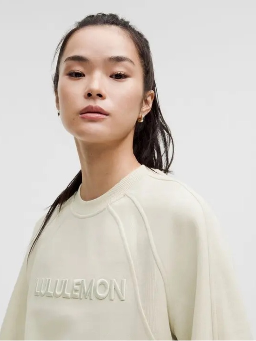 lululemon athletica Scuba Wordmark Oversized Cream Crewneck Sweatshirt Embossed